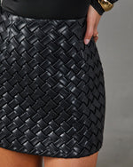 Lorie Woven Vegan Leather Mini Skirt