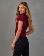 Candlelight Plans Floral Velvet Mesh Blouse