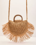 Villa Guest List Fringe Woven Straw Handbag