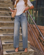 Vintage Wash % VICI Icon Super Stretch High Rise Straight Jeans-1