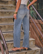 Vintage Wash % VICI Icon Super Stretch High Rise Straight Jeans-4