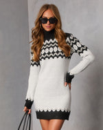 Starry Cabin Abstract Fair Isle Mini Sweater Dress
