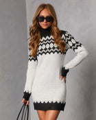 Starry Cabin Abstract Fair Isle Mini Sweater Dress