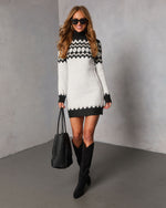 Starry Cabin Abstract Fair Isle Mini Sweater Dress