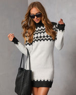 Starry Cabin Abstract Fair Isle Mini Sweater Dress