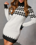 Starry Cabin Abstract Fair Isle Mini Sweater Dress
