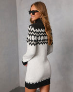 Starry Cabin Abstract Fair Isle Mini Sweater Dress