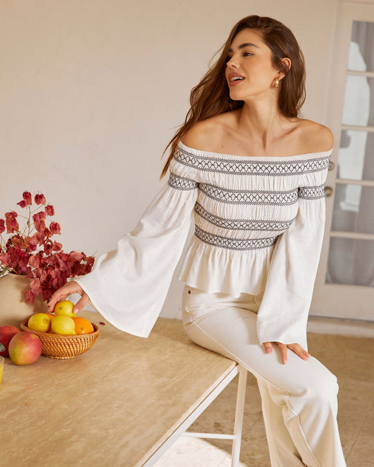 Spears Off The Shoulder Striped Top