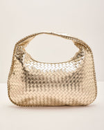 Capri Nights Metallic Woven Vegan Leather Shoulder Bag