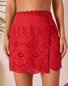 Riviera Reverie Eyelet Wrap Tie Mini Skirt