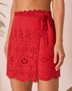 Riviera Reverie Eyelet Wrap Tie Mini Skirt