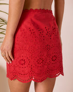 Riviera Reverie Eyelet Wrap Tie Mini Skirt