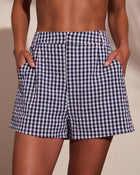 Summer Calling Gingham Print Mid Rise Shorts