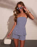 Summer Calling Gingham Print Mid Rise Shorts