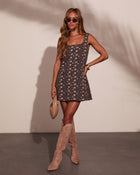 Peony Path Floral Denim Mini Dress