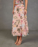 Petal Dream Floral Mesh Midi Skirt