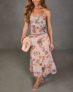 Petal Dream Floral Mesh Midi Skirt