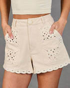 Softly Wandering Eyelet Scallop Trim Shorts