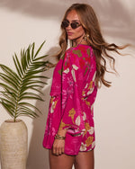Evening Romance Tropical Floral Wrap Tie Romper