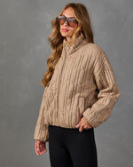 Luxe Embrace Cable Knit Funnel Neck Jacket