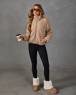 Luxe Embrace Cable Knit Funnel Neck Jacket