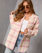 Winter Darling Plaid Button Up Shirt Jacket