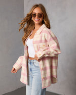 Winter Darling Plaid Button Up Shirt Jacket
