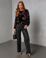 Dusk Undone Printed Velvet Top