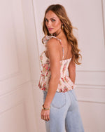 Cream Multi % Reina Floral Peplum Top-4