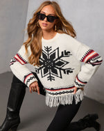 Dreval Fringe Snowflake Fair Isle Sweater