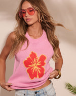 Island Blossom Knit Tropical Floral Sweater