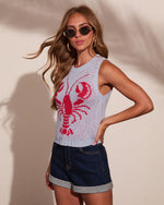 Harbor Coast Knit Graphic Lobster Sleeveless Sweater