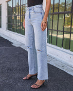 VICI Icon Distressed Super Stretch High Rise Straight Jeans