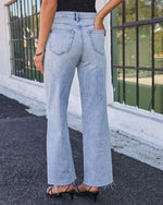 VICI Icon Distressed Super Stretch High Rise Straight Jeans