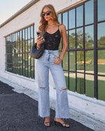 VICI Icon Distressed Super Stretch High Rise Straight Jeans