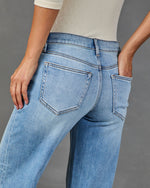 Grace Stretch Mid Rise Distressed Straight Leg Jeans