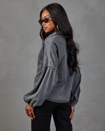 Apple Picking Denim Balloon Sleeve Blouse