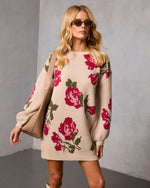 Geri Printed Knit Mini Sweater Dress