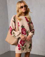 Geri Printed Knit Mini Sweater Dress