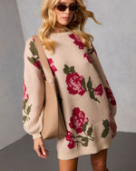 Geri Printed Knit Mini Sweater Dress