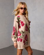 Geri Printed Knit Mini Sweater Dress