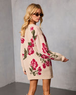 Geri Printed Knit Mini Sweater Dress