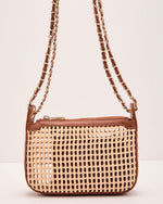 Ramirez Open Knit Vegan Leather Trim Crossbody Bag