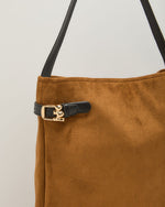 Layton Faux Suede Vegan Leather Buckle Tote Bag