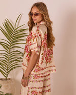 Hibiscus Haze Abstract Printed Button Up Top