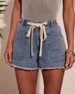 Anelle Drawstring High Rise Denim Shorts