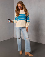 Winter Whirl Striped Cable Knit Sweater