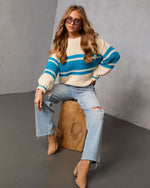 Winter Whirl Striped Cable Knit Sweater