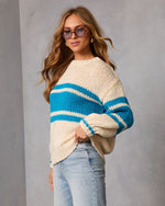 Winter Whirl Striped Cable Knit Sweater
