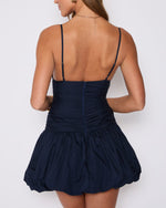 Navy % Hamptons Smocked Bubble Hem Mini Dress-4